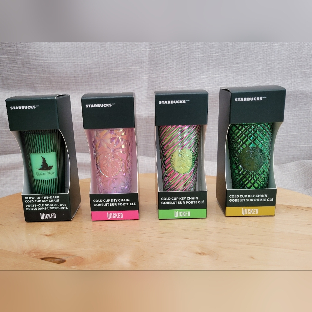 NWT Set of 4 Starbucks WICKED Cold Cup Keychain